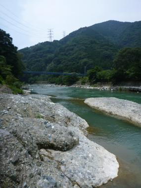 足柄層群塩沢層の礫岩と河内川