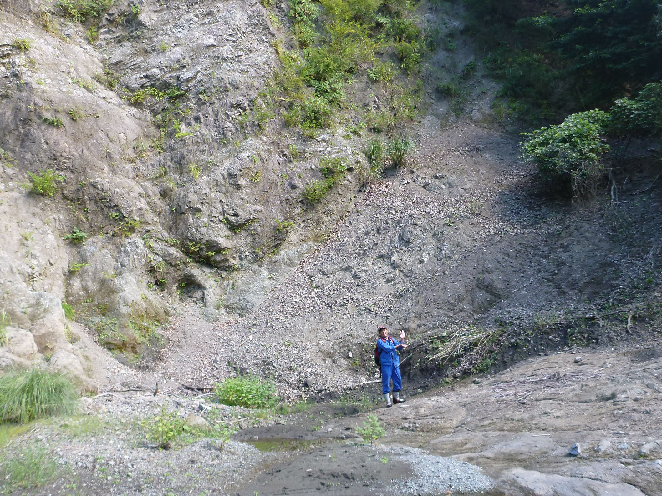 皆瀬川に露出する神縄断層