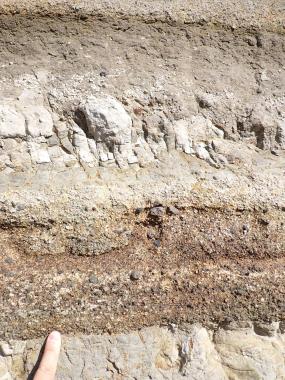角ばった火山性の礫(露頭拡大) 角ばった火山性の礫(露頭拡大)