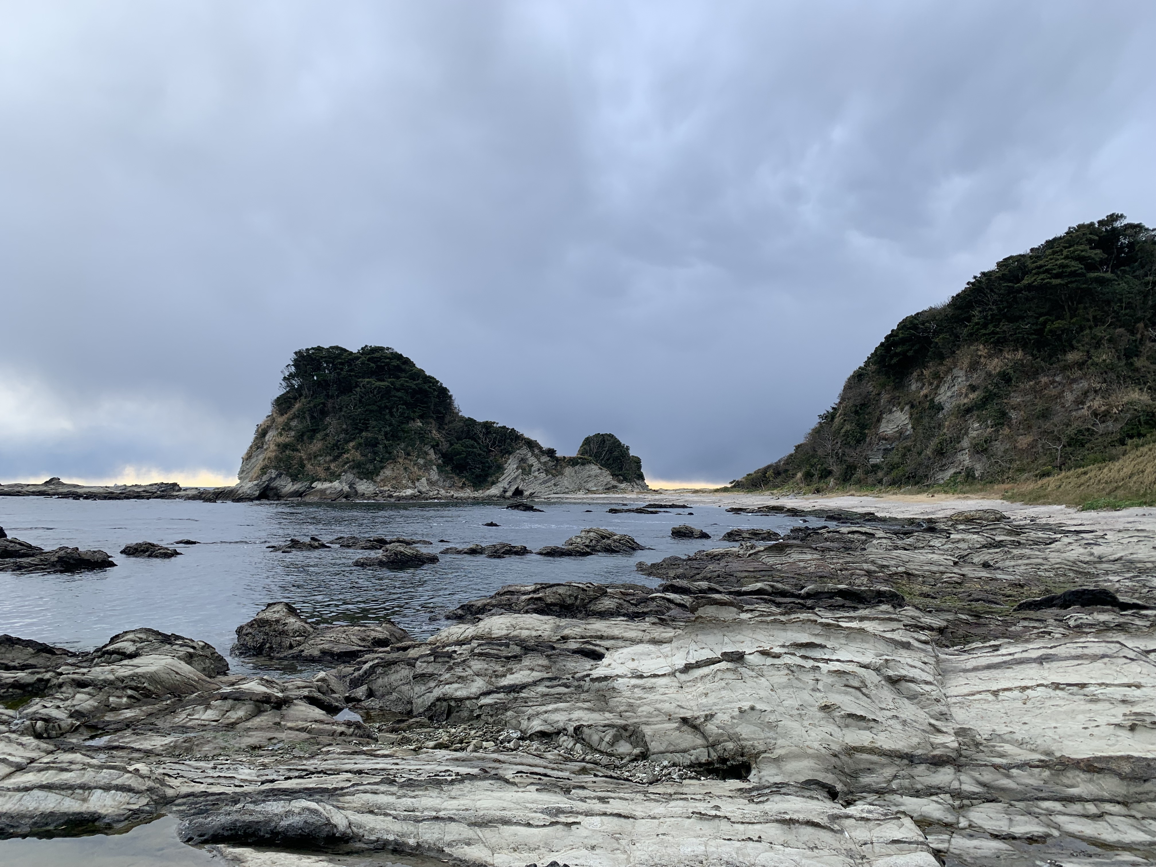 毘沙門天浜の三浦層群三崎層のつくる海岸地形