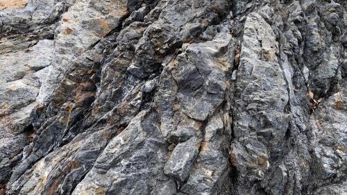 道志川河床の相模湖層群の砂岩と黒色頁岩（拡大2）