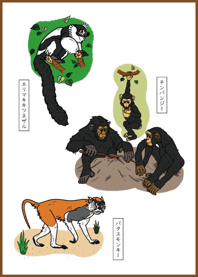 サルのぬりえ見本のイメージ画像