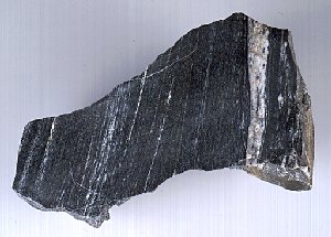 黒と白の層の鉱物断面