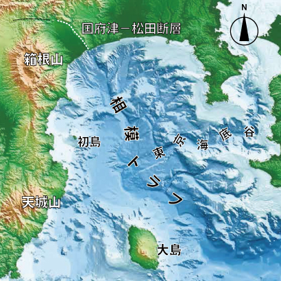 相模湾の海底地形の地図